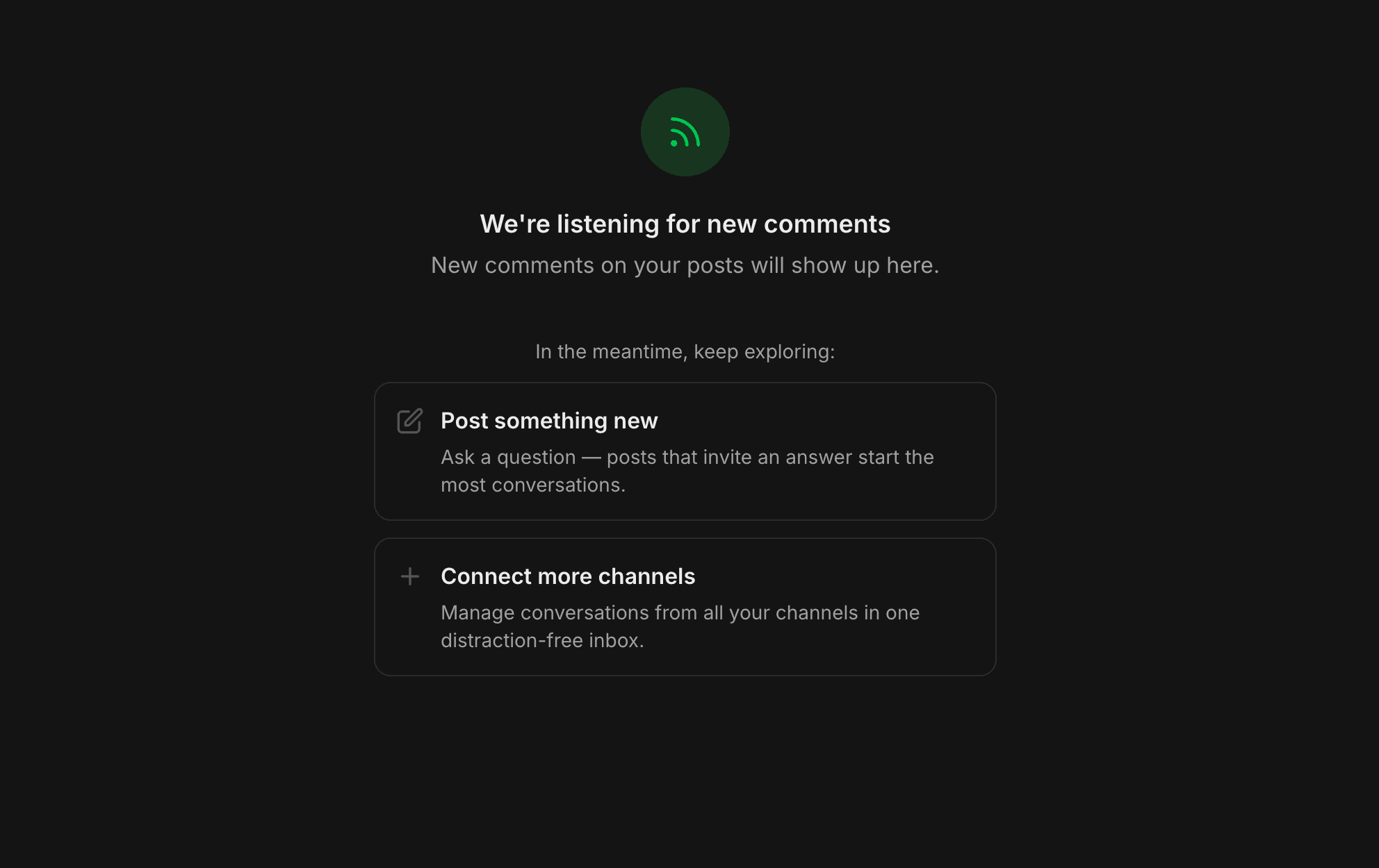 A unified inbox of comments from several social networks.